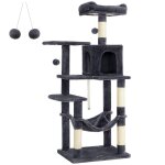 Arbre  chat 143 cm avec 4 poteaux  griffer gris fonc