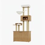 Arbre  chat multifonction bois avec coin toilette