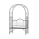 Arche à rosiers banc de jardin 3 places métal époxy noir Arche à rosiers banc de jardin 3 places métal époxy noir