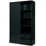 Armoire 1 porte coulissantes en pin noir Armoire 1 porte coulissantes en pin noir