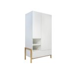 Armoire 2 portes 1 tiroir blanc et chne