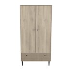 Armoire 2 portes et 1 tiroir dcor chne kronberg, impression rotin