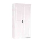 Armoire 2 portes en bois massif blanc laqu 190cm