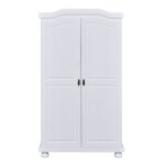 Armoire 2 portes en bois massif blanc laqu