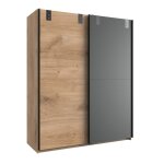 Armoire 2 portes coulissantes : 1 dcor chne + 1 graphite - l135cm