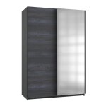 Armoire 2 portes coulissantes dont 1 miroir - l135 cm - gris Armoire 2 portes coulissantes dont 1 miroir - l135 cm - gris