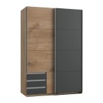 Armoire 2 portes coulissantes - l135 cm - gris anthracite