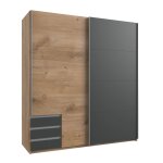 Armoire 2 portes coulissantes - l179 cm - gris anthracite