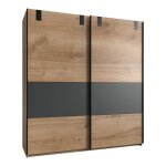Armoire 2 portes coulissantes - l180 cm - effet bois clair