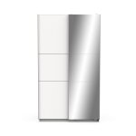 Armoire avec 2 portes coulissantes et miroir - l116, 5 cm - blanc Armoire avec 2 portes coulissantes et miroir - l116, 5 cm - blanc