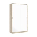 Armoire 2 portes effet bois beige, blanc 120x50 cm Armoire 2 portes effet bois beige, blanc 120x50 cm