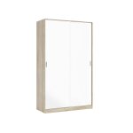 Armoire 2 portes effet bois beige, blanc 120x50 cm