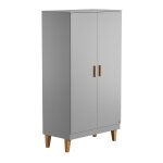 Armoire 2 portes avec 2 tagres et 1 penderie l100 x h186 cm - gris