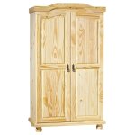 Armoire 2 portes + penderie bois massif naturel