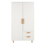 Armoire 2 portes 2 tiroirs blanc crme