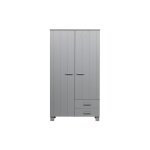 Armoire 2 portes et 2 tiroirs en bois gris