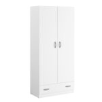 Armoire 2 portes 2 tiroirs l78 x h170cm - blanc