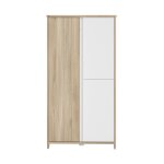 Armoire 3 portes bois et blanc bb - 95 x 185 cm
