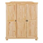 Armoire 3 portes en bois massif chne clair