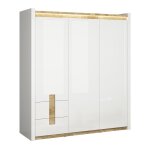 Armoire 3 portes avec led stratifiés blanc et bois Armoire 3 portes avec led stratifiés blanc et bois