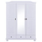 Armoire 3 portes avec penderie bois massif vernis blanc Armoire 3 portes avec penderie bois massif vernis blanc