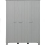 Armoire 3 portes en pin bross gris bton