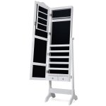 Armoire à bijoux avec miroir avec 4 angles réglables blanc Armoire à bijoux avec miroir avec 4 angles réglables blanc