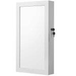 Armoire  bijoux murale avec miroir effet bois blanc