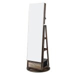 Armoire  bijoux sur pied led marron