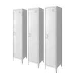 Armoire chambre en acier blanche, 4 espaces de rangement