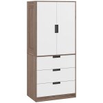 Armoire chambre dressing adulte 3 tiroirs tringle suspension marron Armoire chambre dressing adulte 3 tiroirs tringle suspension marron