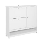 Armoire � chaussures 2 abattants 1 porte effet bois blanc