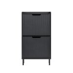 Armoire à chaussures avec 2 portes abattantes effet bois noir Armoire à chaussures avec 2 portes abattantes effet bois noir
