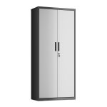 Armoire de classement multi - usages 5 niveaux double porte argent / noir