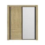 Armoire coulissante effet bois chêne doré avec miroir Armoire coulissante effet bois chêne doré avec miroir