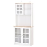 Armoire de cuisine 3 portes vitrine verre 2 niches blanc chne