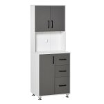 Armoire de cuisine multi - rangements bicolore gris blanc