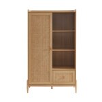Armoire effet bois et cannage rotin 1 porte et 1 tiroir