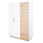 Armoire enfant moderne 3 portes en mlamin blanc et chne