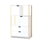 Armoire d'enfant montessori (portes et tiroirs) bois / blanc