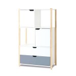 Armoire d'enfant montessori (portes et tiroirs) bois / bleu