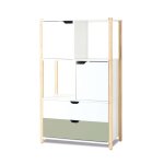 Armoire d'enfant montessori (portes et tiroirs) bois / vert olive