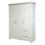 Armoire enfant rustique 3 portes 2 tiroirs en blanc