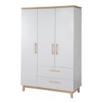 Armoire enfant scandinave 3 portes 2 tiroirs en gris - chne dor