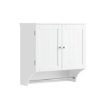 Armoire haute murale 2 portes et 2 tagres rglables effet bois blanc