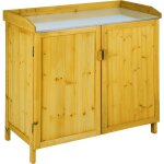 Armoire de jardin basse table de jardinage en bois de pin marron
