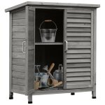 Armoire de jardin portes persiennes toit bitum gris