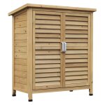 Armoire de jardin portes persiennes toit bitum� jaune