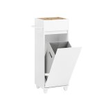 Armoire à linge avec 4 petits compartiments ouverts effet bois blanc Armoire à linge avec 4 petits compartiments ouverts effet bois blanc