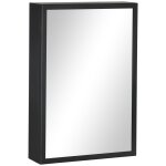 Armoire miroir murale salle de bain porte 2 �tag�res acier inox. noir